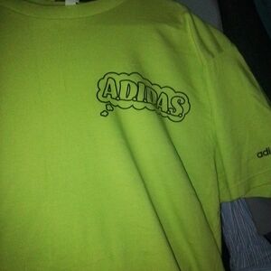 Adidas Lime Green Graphic T-Shirt NWOT All Day I Dream About Sneakers